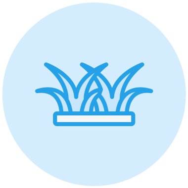 Çim Vektörü Simgesi Tasarım Çizimi