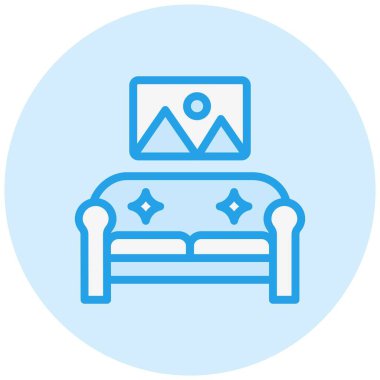 Oturma odası Vektör Simgesi Tasarım Çizimi