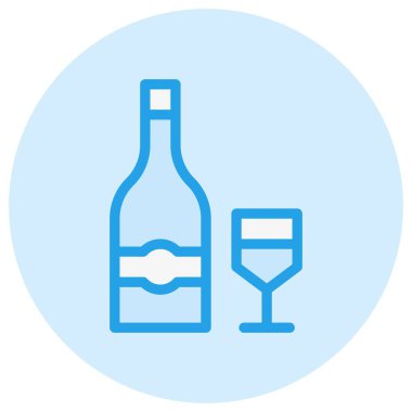 Şarap Vektörü Simgesi Tasarım Çizimi