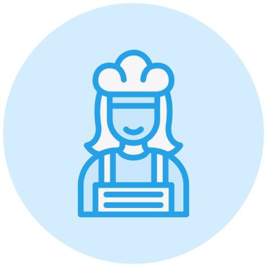 Kadın Şef Vektör Simgesi Tasarım İllüstrasyonu