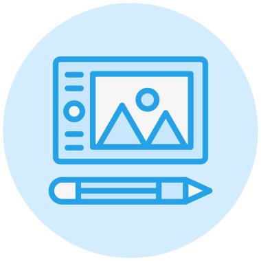 Grafik Tableti Vektör Simgesi Tasarım İllüstrasyonu