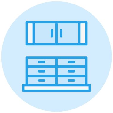 Mutfak Kabine Vektör Simgesi Tasarım İllüstrasyonu