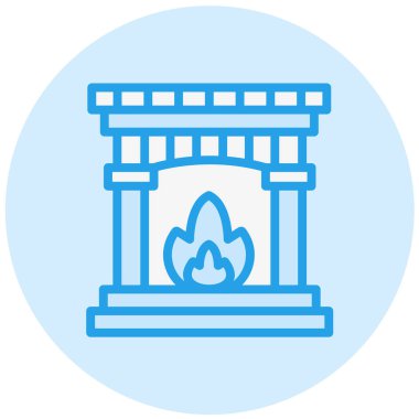 Şömine Vektörü Simgesi Tasarımı Çizimi