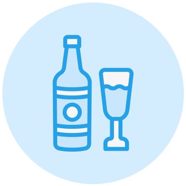 Şampanya Vektörü Simgesi Tasarım İllüstrasyonu