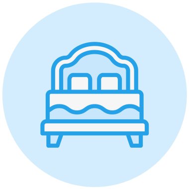 Çift yatak Vektör Simgesi Tasarım Çizimi