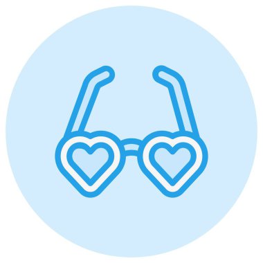 Kalp Gözlüğü Vektör Simgesi Tasarım Çizimi