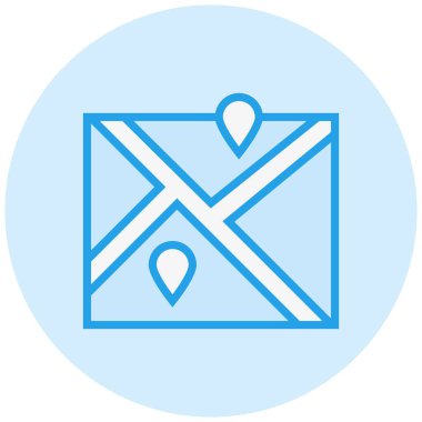 Harita Vektörü Simgesi Tasarım İllüstrasyonu