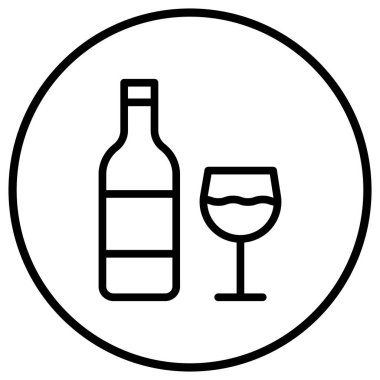 Şarap Vektörü Simgesi Tasarım Çizimi
