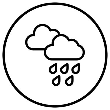 Yağmur Vektörü Simgesi Tasarım Çizimi
