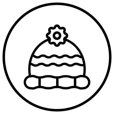 Kışlık Şapka Vektör Simgesi Tasarım İllüstrasyonu