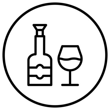 Şarap Vektörü Simgesi Tasarım Çizimi
