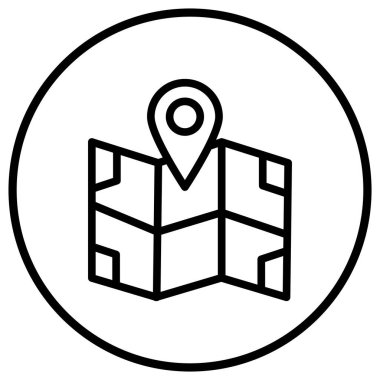 Harita Vektörü Simgesi Tasarım İllüstrasyonu