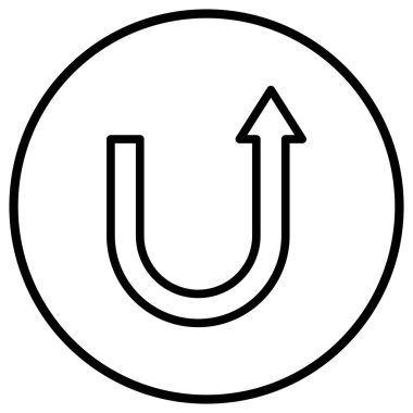 U dönüşü Vektör Simgesi Tasarım Çizimi