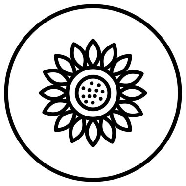 Ayçiçeği Vektör Simgesi Tasarım Çizimi