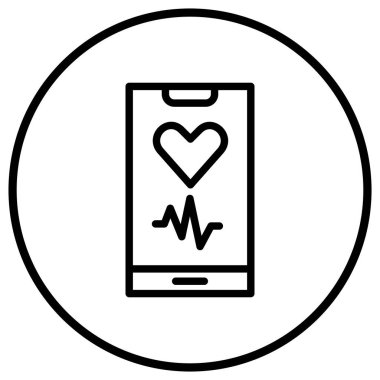 Kalp Hızı Vektör Simgesi Tasarım Çizimi