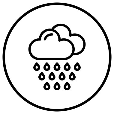 Yağmur Vektörü Simgesi Tasarım Çizimi