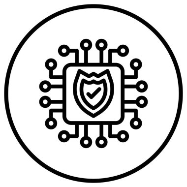 Siber Güvenlik Vektörü Simge Tasarımı İllüstrasyonu