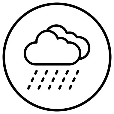 Yağmur Vektörü Simgesi Tasarım Çizimi