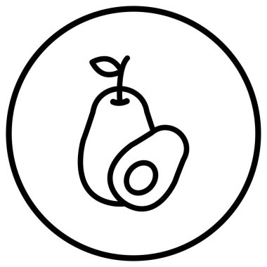 Avokado Vektör Simgesi Tasarım İllüstrasyonu