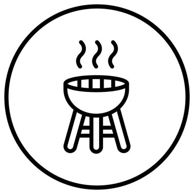 Barbekü Vektör Simgesi Tasarım İllüstrasyonu