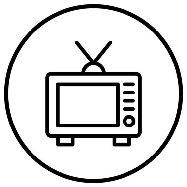Televizyon Vektörü Simgesi Tasarım İllüstrasyonu