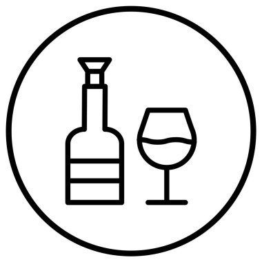 Şarap Vektörü Simgesi Tasarım Çizimi