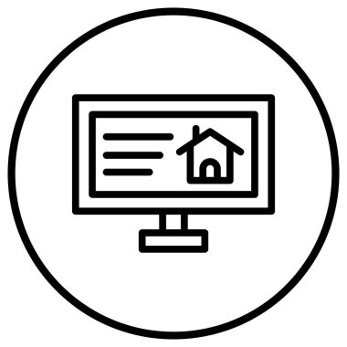 Bilgisayar evi Vektör Simgesi Tasarım İllüstrasyonu