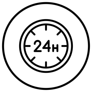 24 Saat Vektör Simgesi Tasarım Çizimi