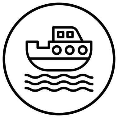 Tekne Vektörü Simgesi Tasarım Çizimi