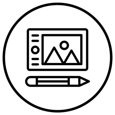 Grafik Tableti Vektör Simgesi Tasarım İllüstrasyonu