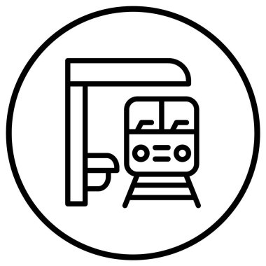 Tren platformu Vektör Simgesi Tasarım İllüstrasyonu