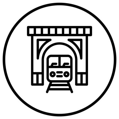 Tren Tüneli Vektör Simgesi Tasarım İllüstrasyonu