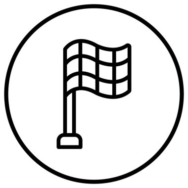 Damalı Bayrak Vektör Simgesi Tasarım İllüstrasyonu