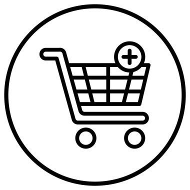 Sepet Vektör Simgesi Tasarım Çizimine Ekle