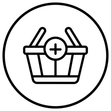 Sepet Vektör Simgesi Tasarım Çizimine Ekle