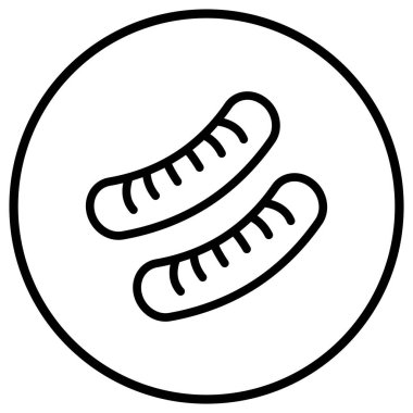 Sosis Vektörü Simgesi Tasarımı Çizimi