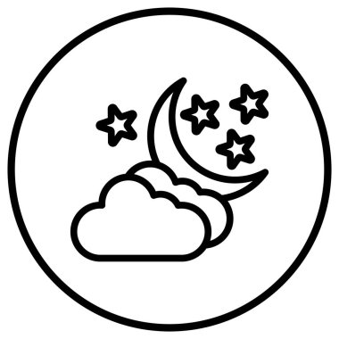 Gece Vektörü Simgesi Tasarım İllüstrasyonu