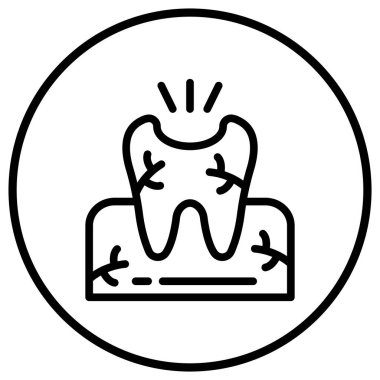 Kırık Diş Vektörü Simgesi Tasarım İllüstrasyonu