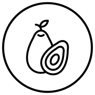 Avokado Vektör Simgesi Tasarım İllüstrasyonu