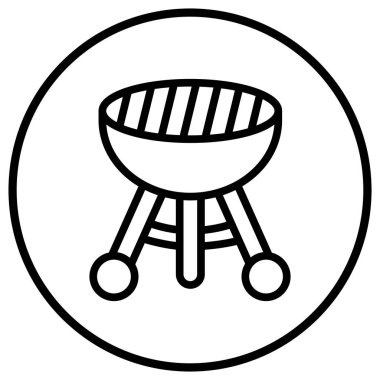 Barbekü Izgara Vektör Simgesi Tasarım İllüstrasyonu