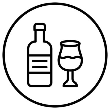 Şarap şişesi Vektör Simgesi Tasarım İllüstrasyonu