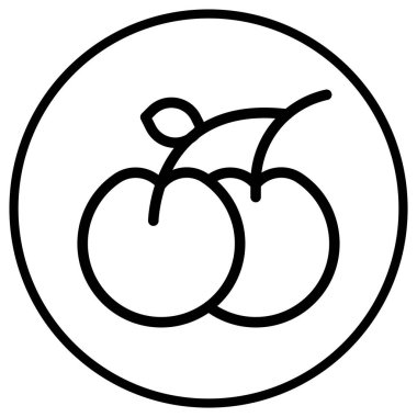 Kiraz Vektörü Simgesi Tasarım İllüstrasyonu