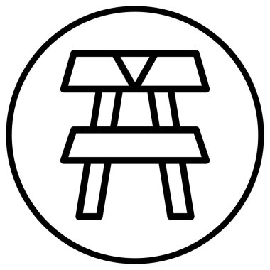 Piknik tablosu Vektör Simgesi Tasarım İllüstrasyonu