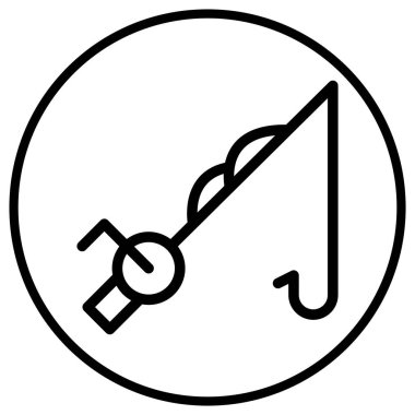 Balıkçılık Vektörü Simgesi Tasarım İllüstrasyonu