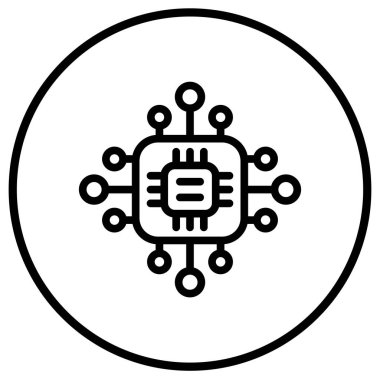 Mikroişlemci Vektör Simgesi Tasarım İllüstrasyonu