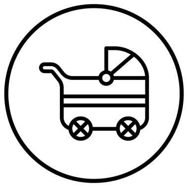 Bebek Arabası Vektör Simgesi Tasarım İllüstrasyonu