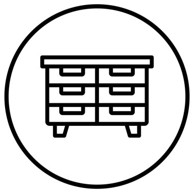 Çekmeceler Vektör Simgesi Tasarım Çizimi