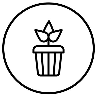 Bitki Ot Vektörü Simgesi Tasarımı Çizimi