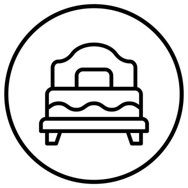 Tek Yatak Vektörü Simgesi Tasarım İllüstrasyonu