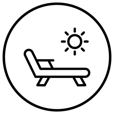 Güverte Sandalyesi Vektör Simgesi Tasarım Çizimi